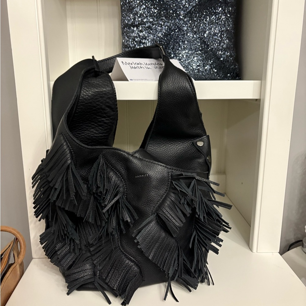 Hammitt Black vibrato Fringe Leather Bag NWT